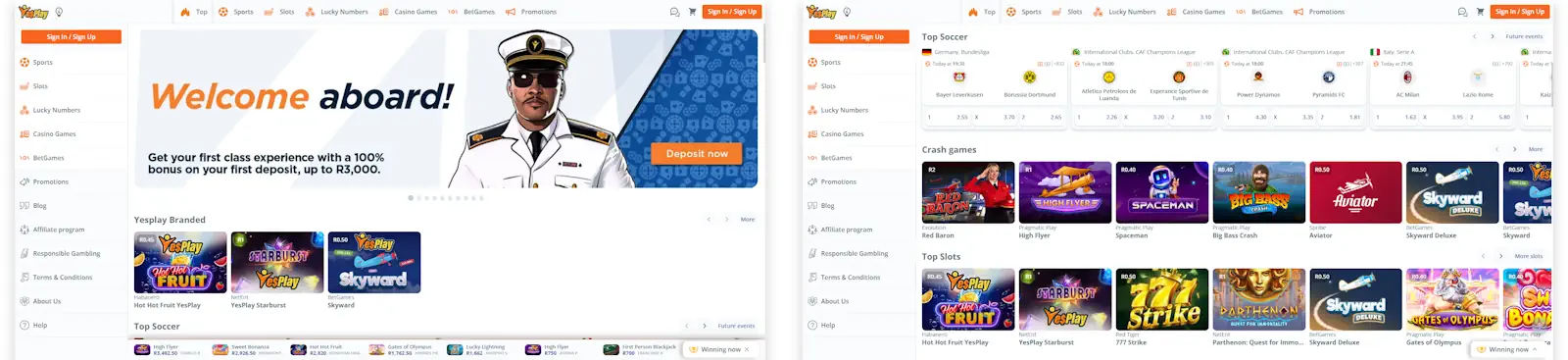 YesPlay Sportsbook and Casino Screenshot